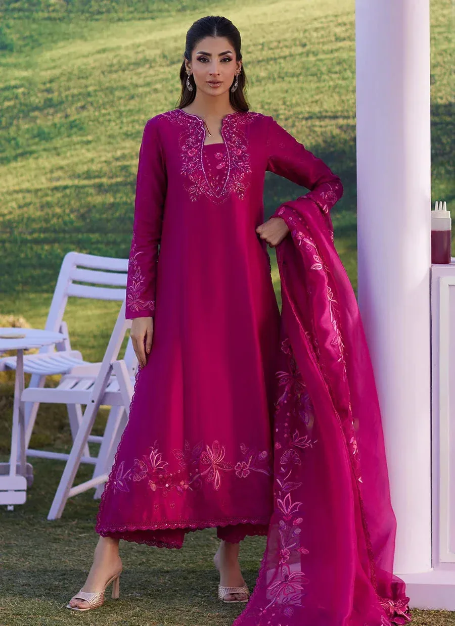 Farah Talib Aziz Luna Eid 26 Pink Raw Silk – view 1 – Poshaq