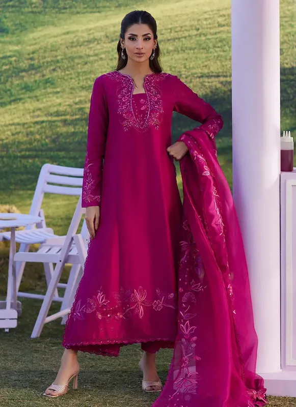 Farah Talib Aziz Luna Eid 26 Pink Raw Silk – view 1 – Poshaq