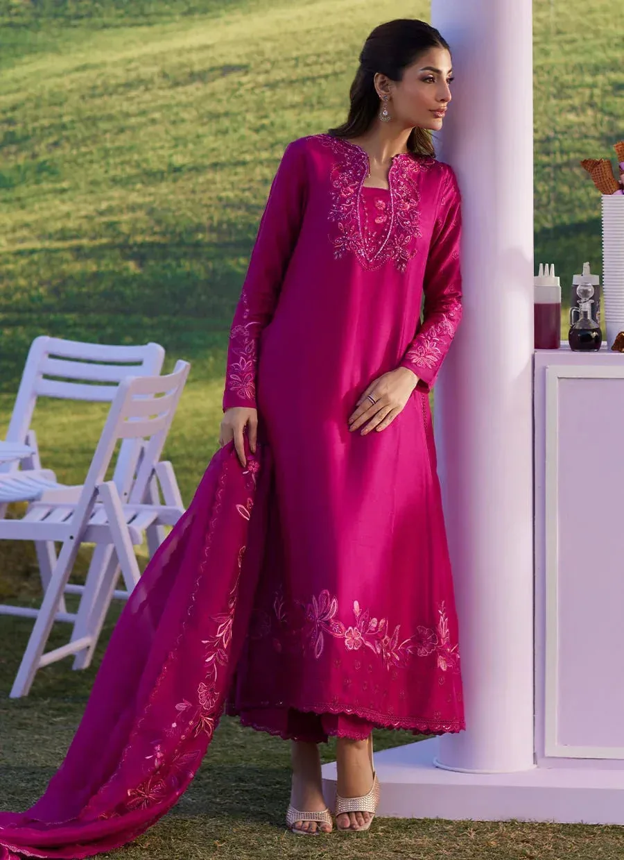 Farah Talib Aziz Luna Eid 26 Pink Raw Silk – view 2 – Poshaq