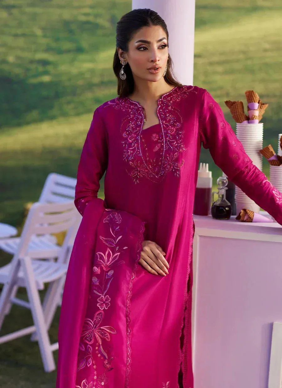 Farah Talib Aziz Luna Eid 26 Pink Raw Silk – view 3 – Poshaq