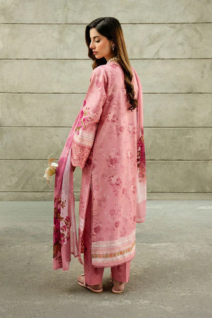 Imrozia Premium Dahlia Lawn Pink Organza – view 2 – Poshaq