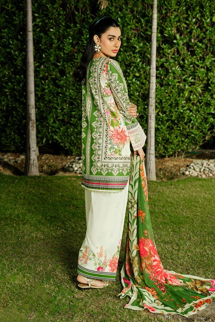 Imrozia Premium Dahlia Lawn Green Organza – view 2 – Poshaq