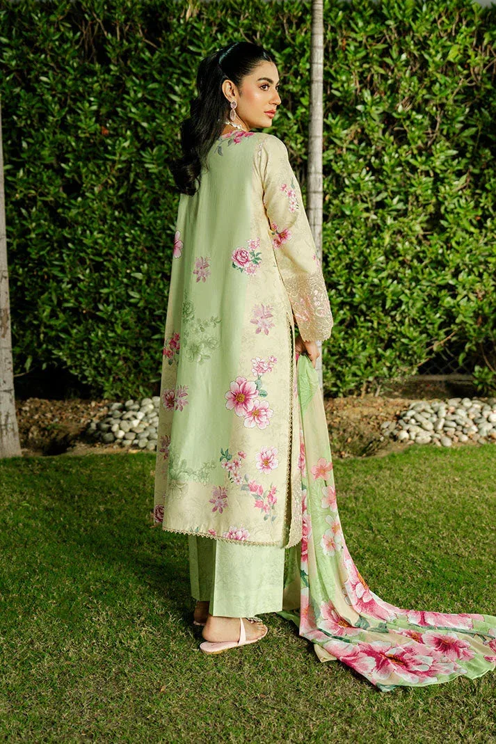 Imrozia Premium Dahlia Lawn Green Organza – view 2 – Poshaq