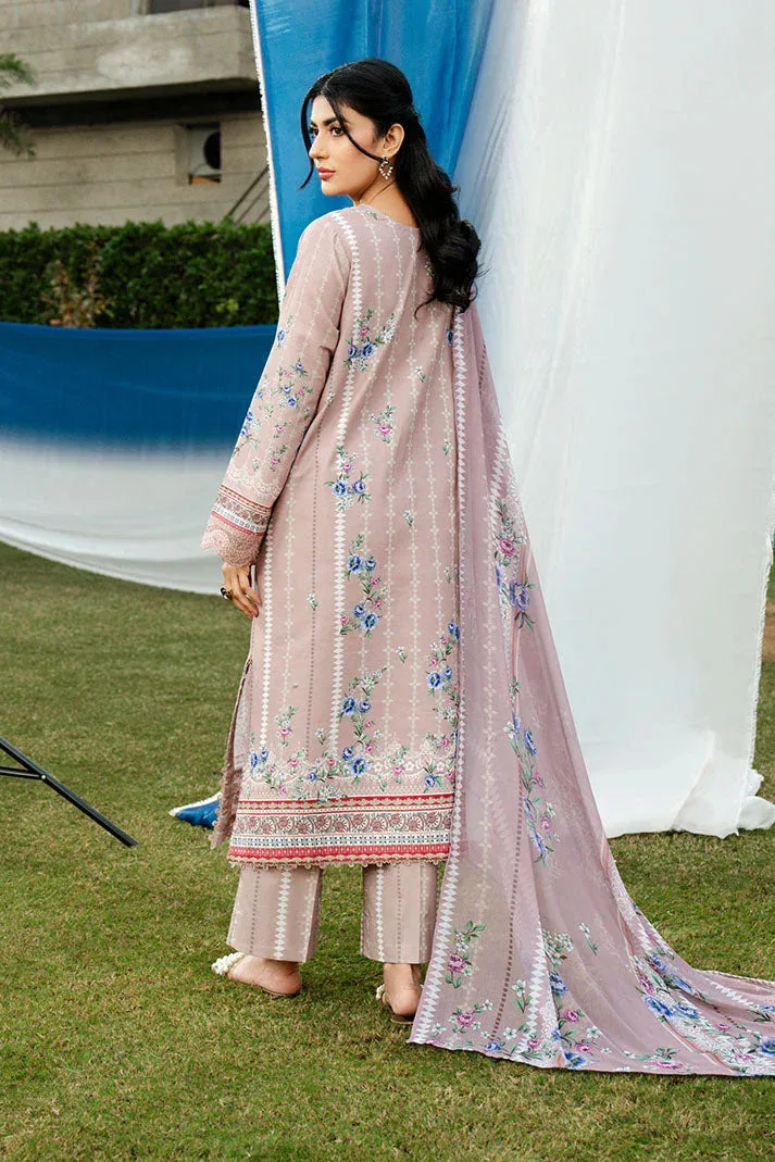 Imrozia Premium Dahlia Lawn Blue Organza – view 2 – Poshaq