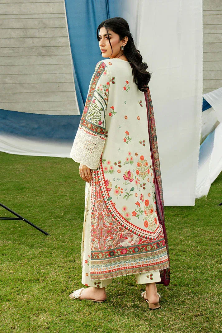 Imrozia Premium Dahlia Lawn Ivory Organza – view 2 – Poshaq