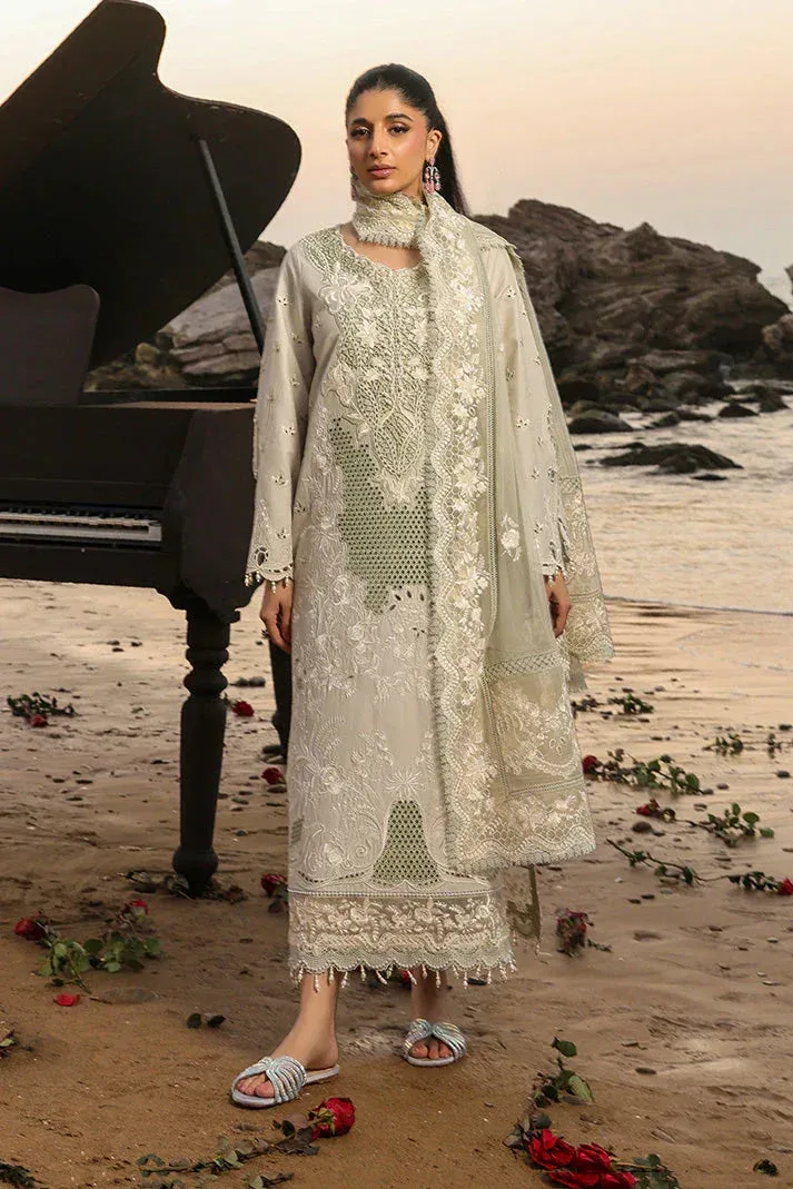 Imrozia Premium Hania Luxury Lawn 26 Ivory Organza – view 1 – Poshaq