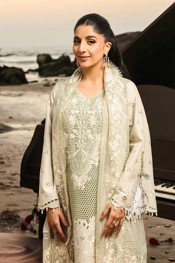 Imrozia Premium Hania Luxury Lawn 26 Ivory Organza – view 4 – Poshaq