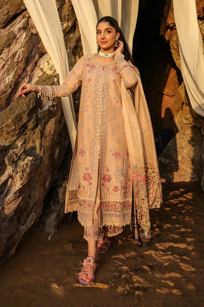 Imrozia Premium Hania Luxury Lawn 26 Peach Organza – view 1 – Poshaq