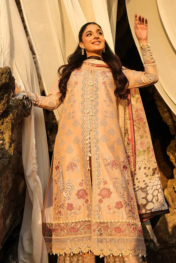 Imrozia Premium Hania Luxury Lawn 26 Peach Organza – view 2 – Poshaq