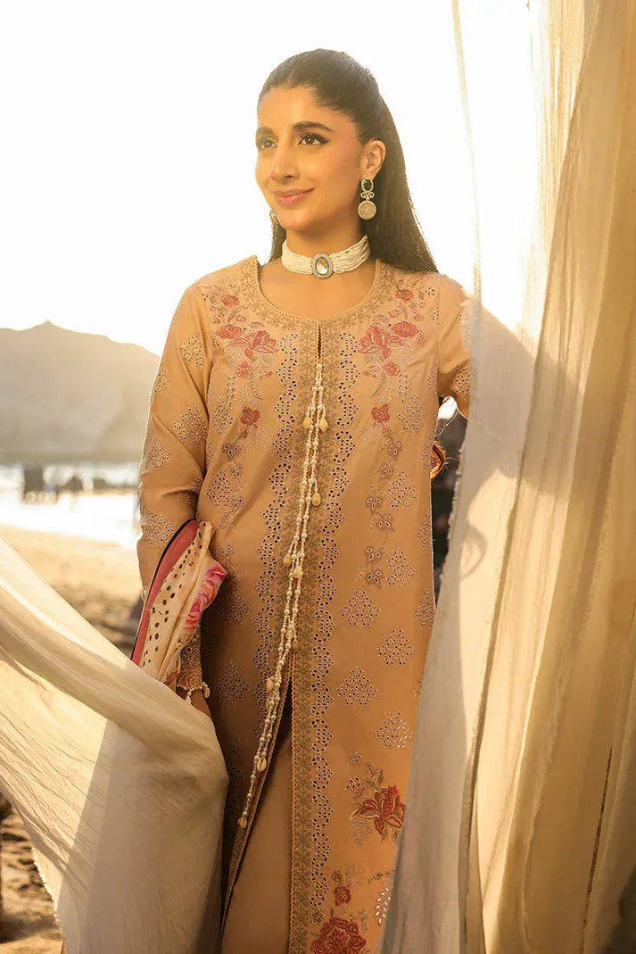 Imrozia Premium Hania Luxury Lawn 26 Peach Organza – view 4 – Poshaq