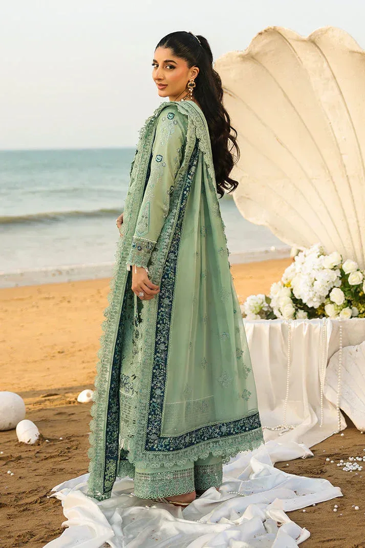 Imrozia Premium Hania Luxury Lawn 26 Green Organza – view 2 – Poshaq