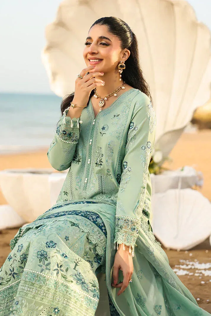 Imrozia Premium Hania Luxury Lawn 26 Green Organza – view 3 – Poshaq