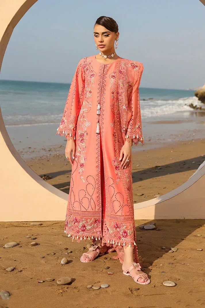 Imrozia Premium Hania Luxury Lawn 26 Peach Organza – view 1 – Poshaq