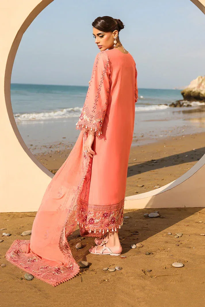 Imrozia Premium Hania Luxury Lawn 26 Peach Organza – view 2 – Poshaq