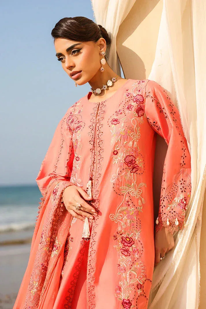 Imrozia Premium Hania Luxury Lawn 26 Peach Organza – view 3 – Poshaq