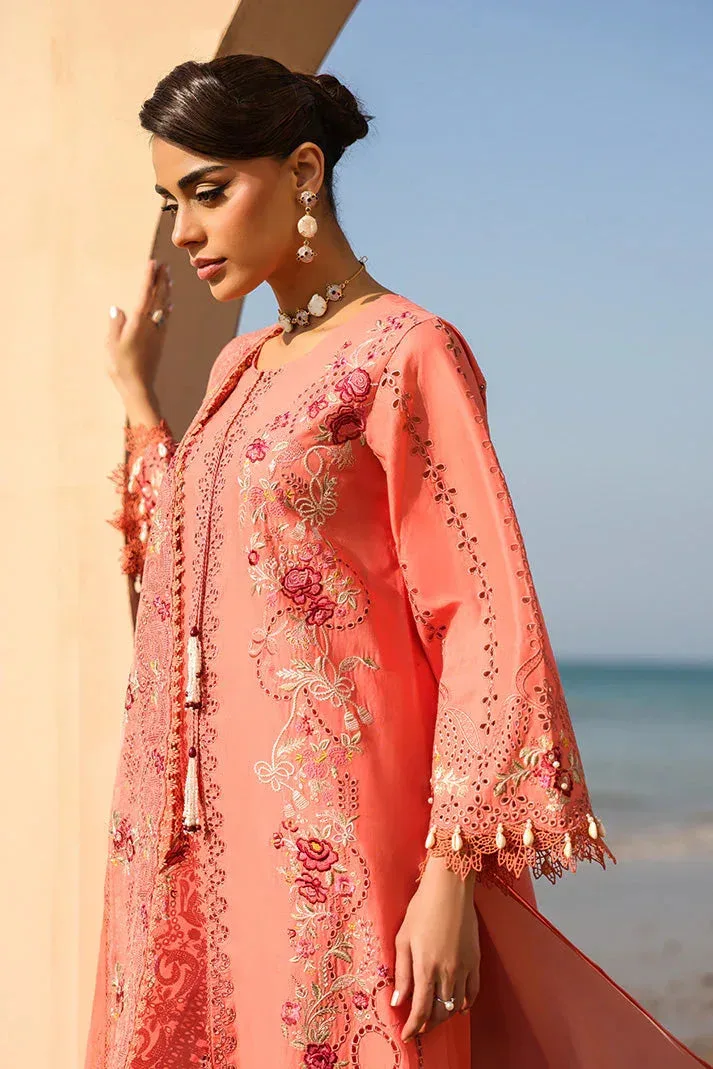 Imrozia Premium Hania Luxury Lawn 26 Peach Organza – view 4 – Poshaq