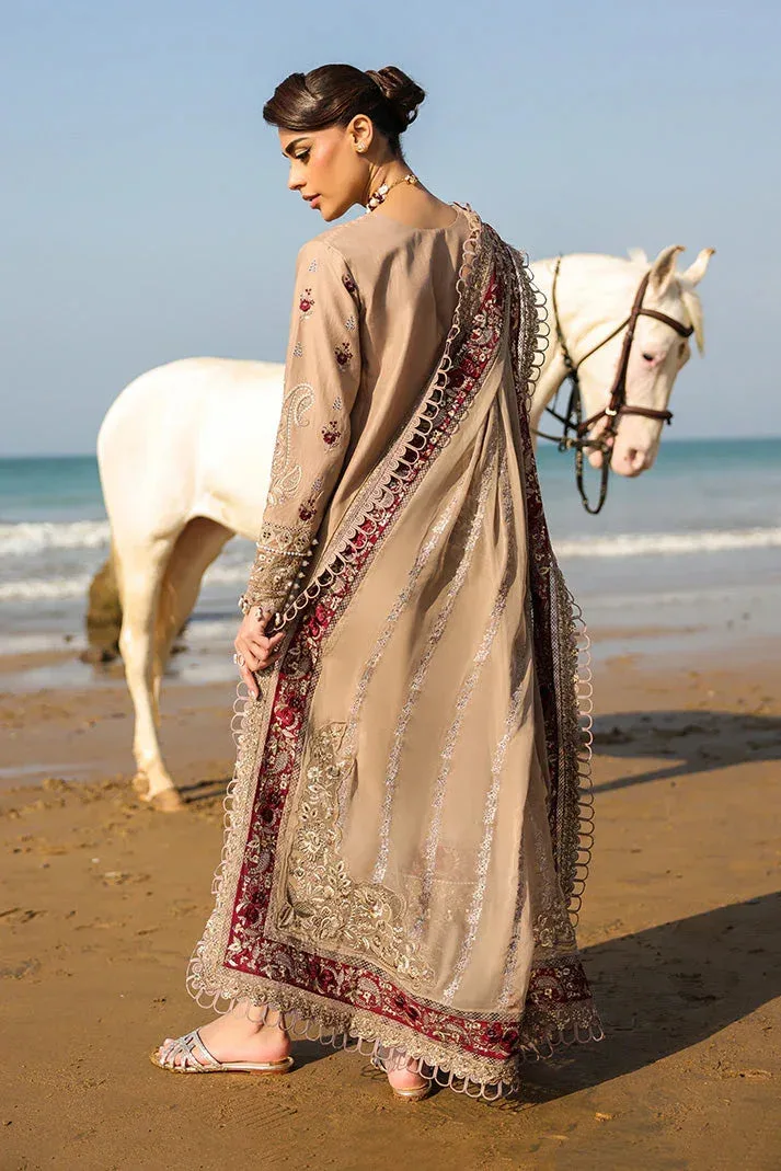 Imrozia Premium Hania Luxury Lawn 26 Maroon Raw Silk – view 2 – Poshaq