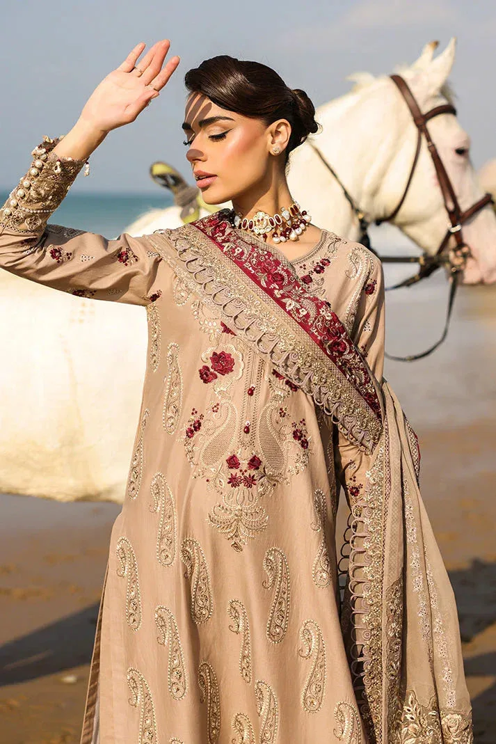 Imrozia Premium Hania Luxury Lawn 26 Maroon Raw Silk – view 3 – Poshaq