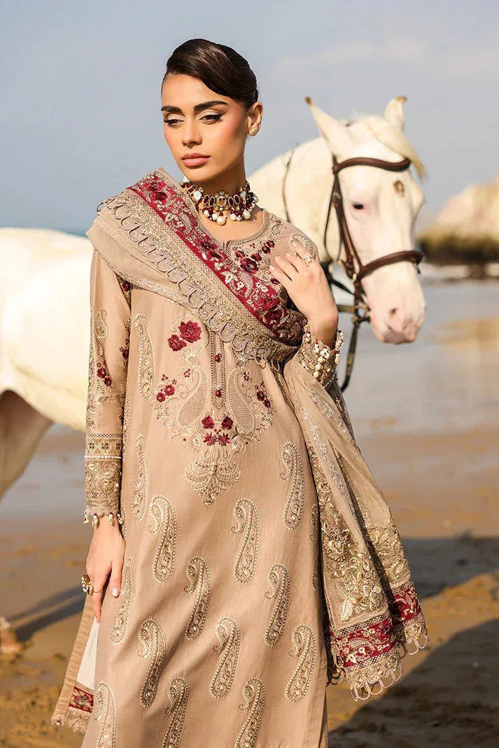 Imrozia Premium Hania Luxury Lawn 26 Maroon Raw Silk – view 4 – Poshaq