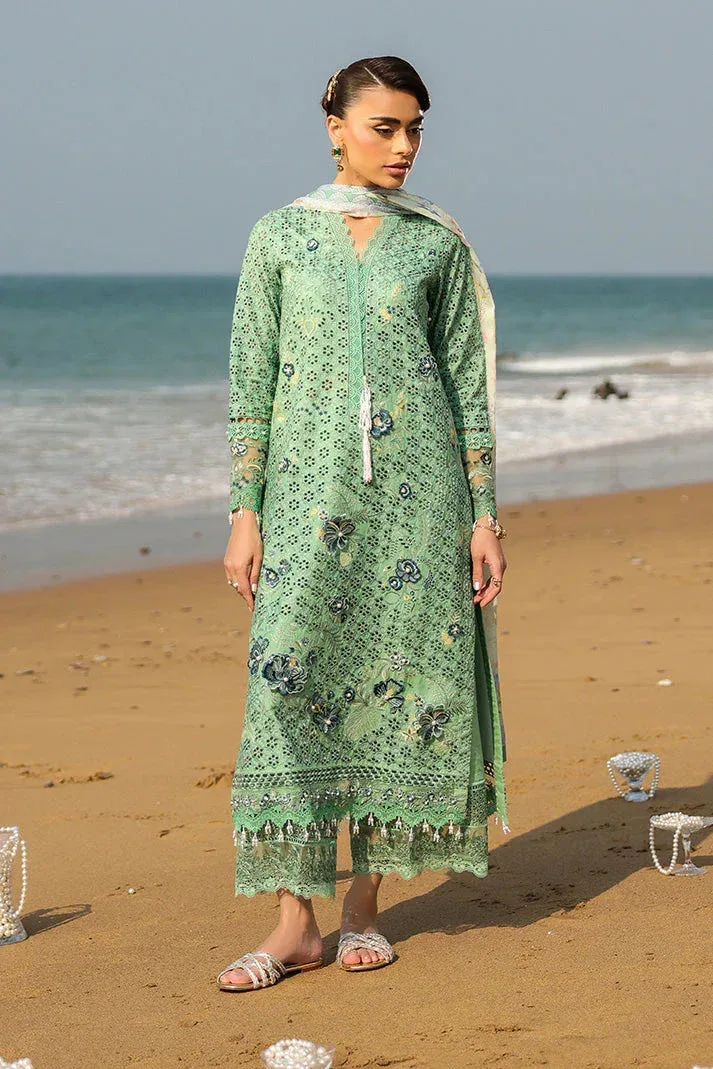 Imrozia Premium Hania Luxury Lawn 26 Green Organza – view 1 – Poshaq