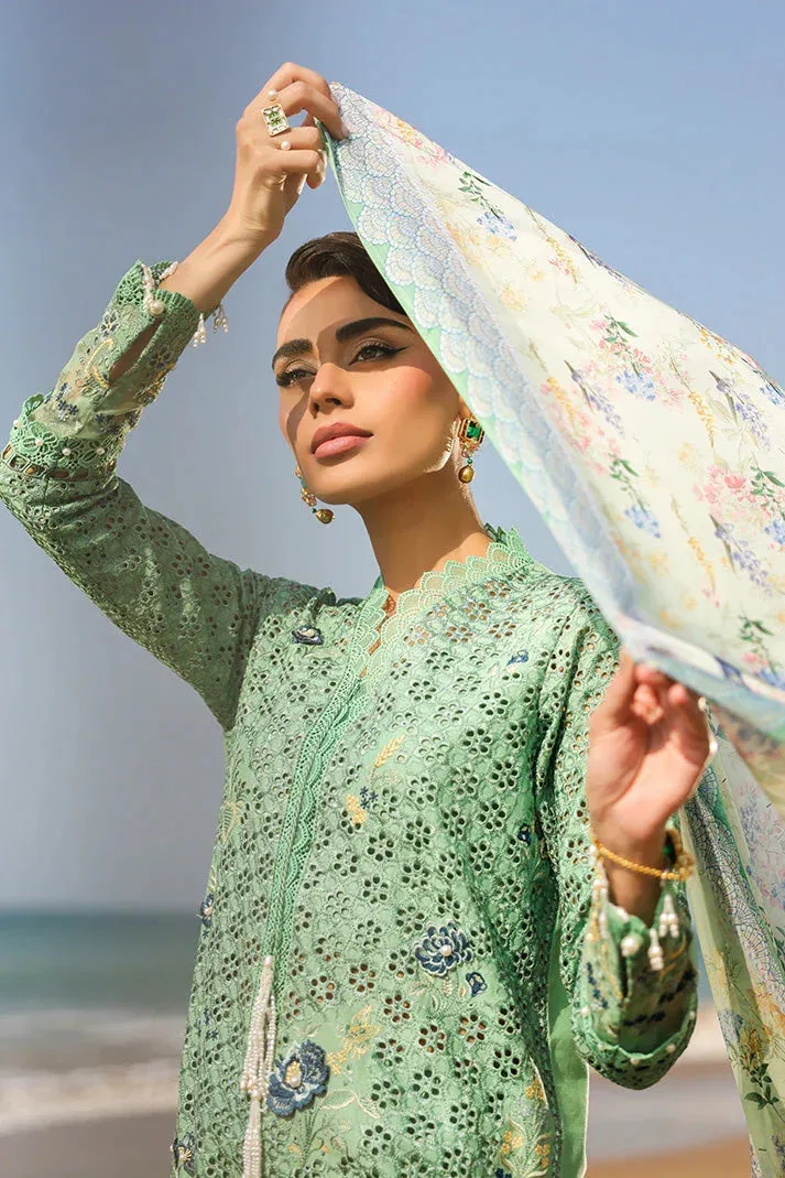 Imrozia Premium Hania Luxury Lawn 26 Green Organza – view 3 – Poshaq