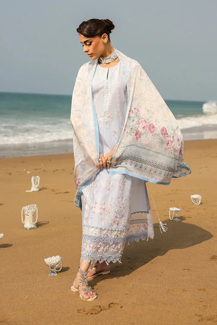 Imrozia Premium Hania Luxury Lawn 26 Blue Organza – view 1 – Poshaq