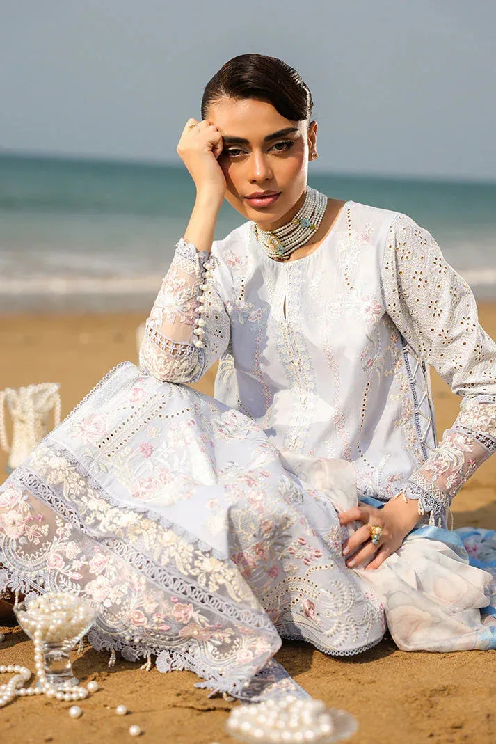 Imrozia Premium Hania Luxury Lawn 26 Blue Organza – view 3 – Poshaq