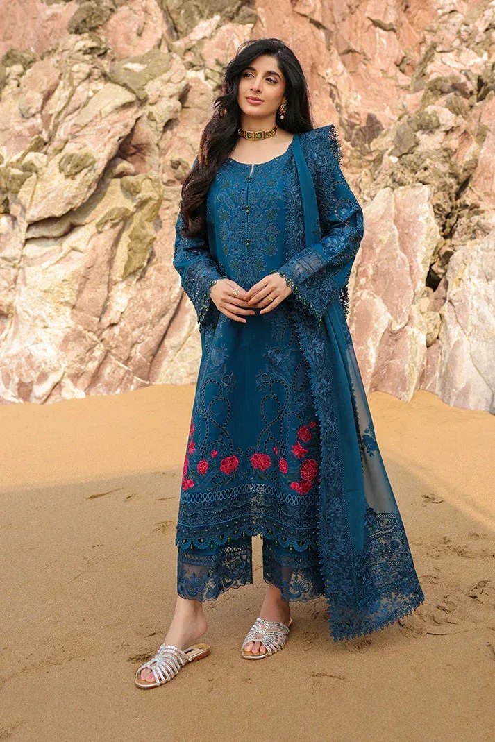 Imrozia Premium Hania Luxury Lawn 26 Teal Organza – view 1 – Poshaq