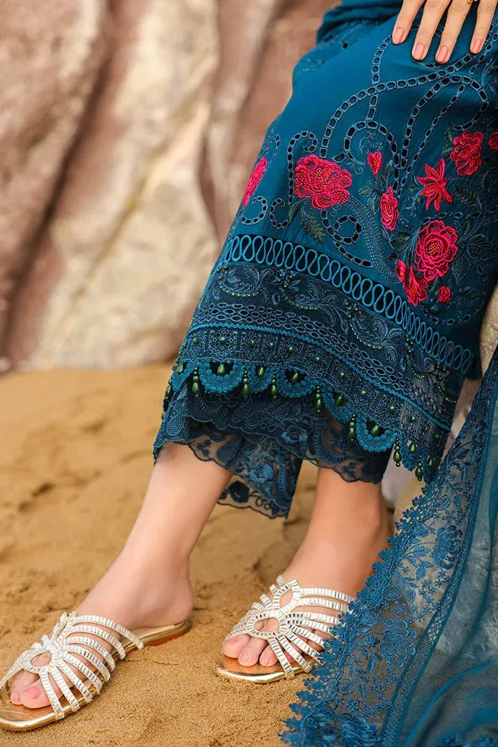 Imrozia Premium Hania Luxury Lawn 26 Teal Organza – view 3 – Poshaq