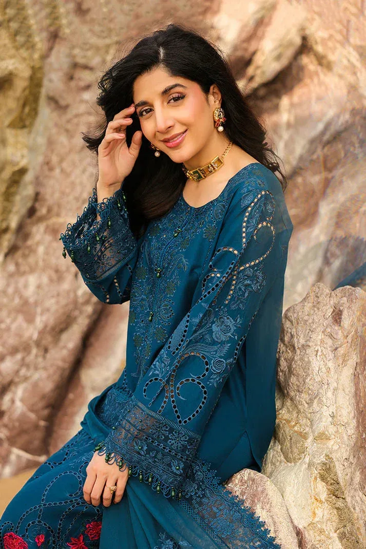 Imrozia Premium Hania Luxury Lawn 26 Teal Organza – view 4 – Poshaq
