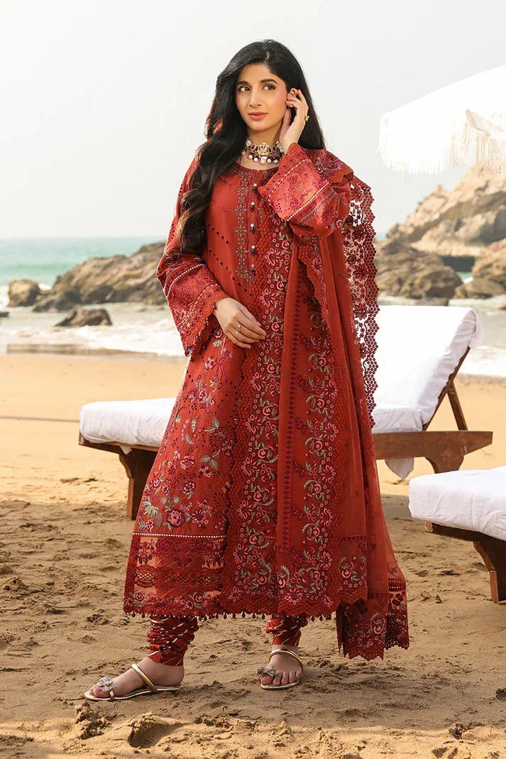 Imrozia Premium Hania Luxury Lawn 26 Rust Organza – view 1 – Poshaq