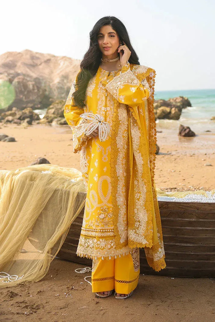 Imrozia Premium Hania Luxury Lawn 26 Mustard Organza – view 1 – Poshaq