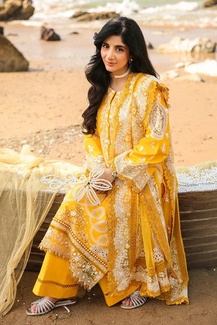 Imrozia Premium Hania Luxury Lawn 26 Mustard Organza – view 3 – Poshaq