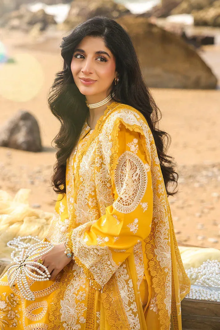 Imrozia Premium Hania Luxury Lawn 26 Mustard Organza – view 4 – Poshaq