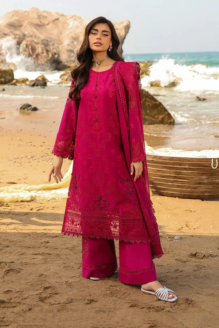 Imrozia Premium Hania Luxury Lawn 26 Fuchsia Organza – view 1 – Poshaq
