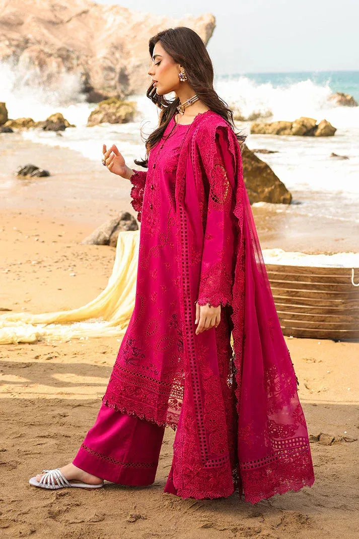 Imrozia Premium Hania Luxury Lawn 26 Fuchsia Organza – view 2 – Poshaq