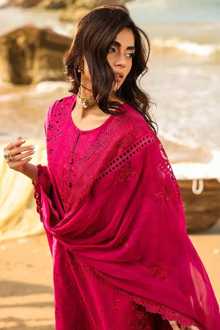 Imrozia Premium Hania Luxury Lawn 26 Fuchsia Organza – view 4 – Poshaq