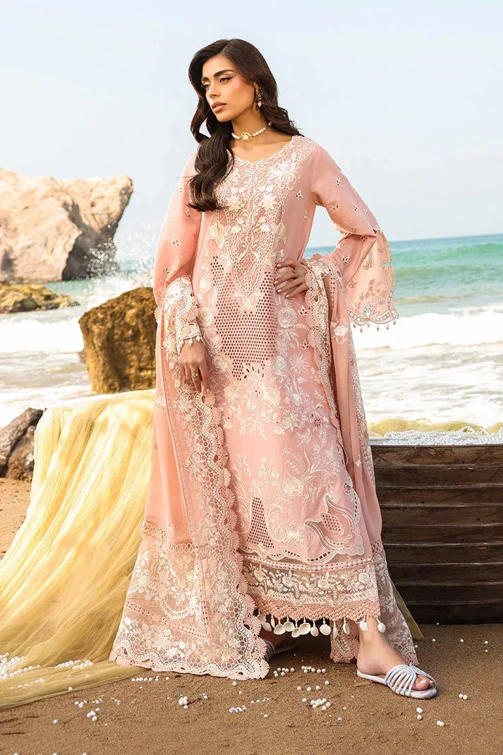 Imrozia Premium Hania Luxury Lawn 26 Peach Organza – view 2 – Poshaq
