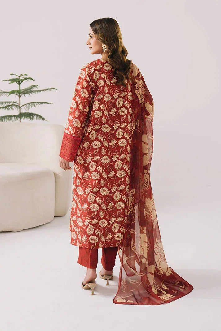 Imrozia Premium Floral Atelier Lawn Red Chiffon – view 2 – Poshaq