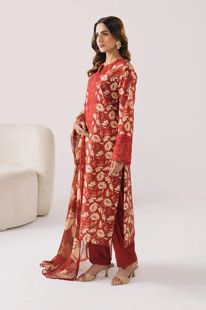 Imrozia Premium Floral Atelier Lawn Red Chiffon – view 3 – Poshaq