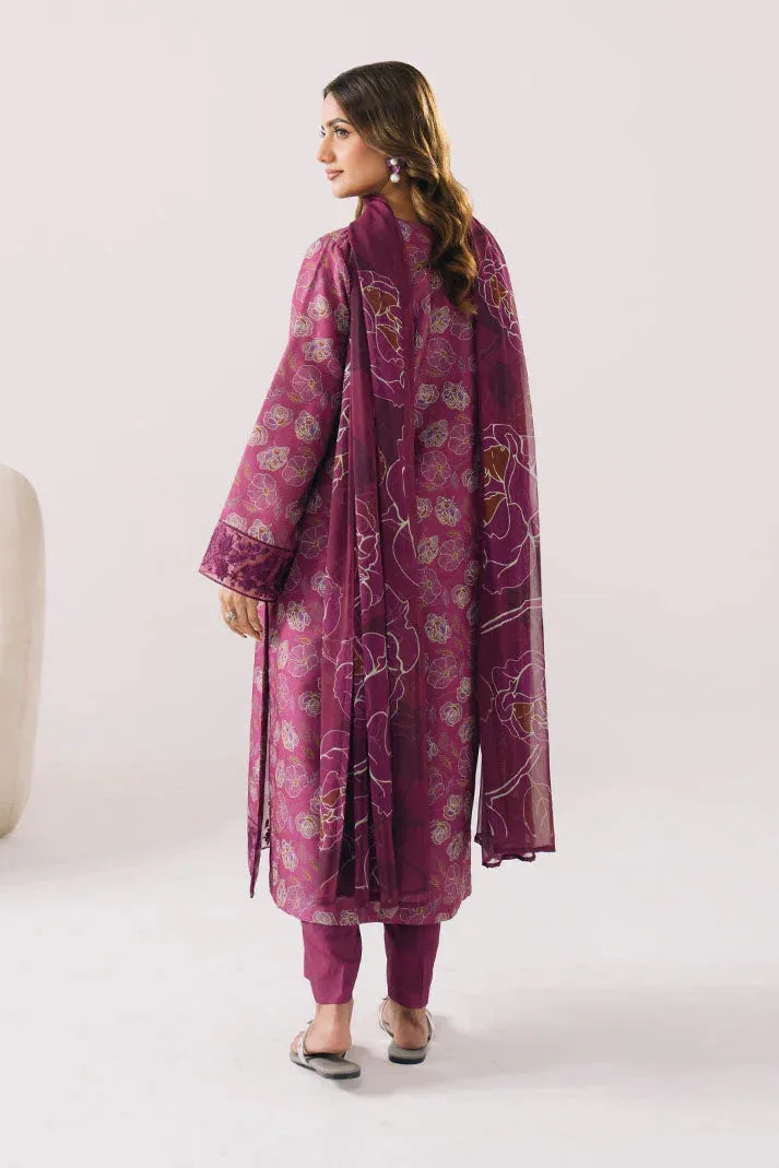 Imrozia Premium Floral Atelier Lawn Magenta Chiffon – view 2 – Poshaq