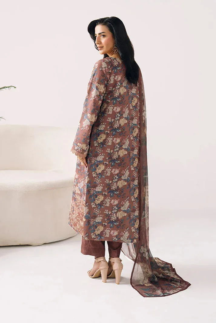 Imrozia Premium Floral Atelier Lawn Brown Chiffon – view 2 – Poshaq