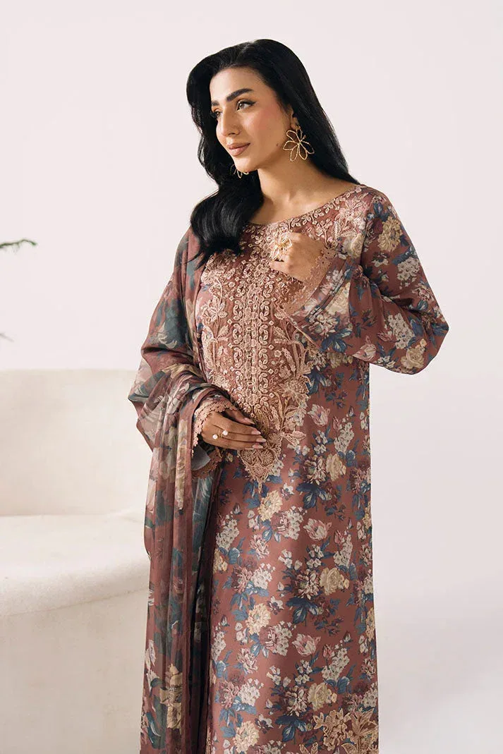 Imrozia Premium Floral Atelier Lawn Brown Chiffon – view 3 – Poshaq