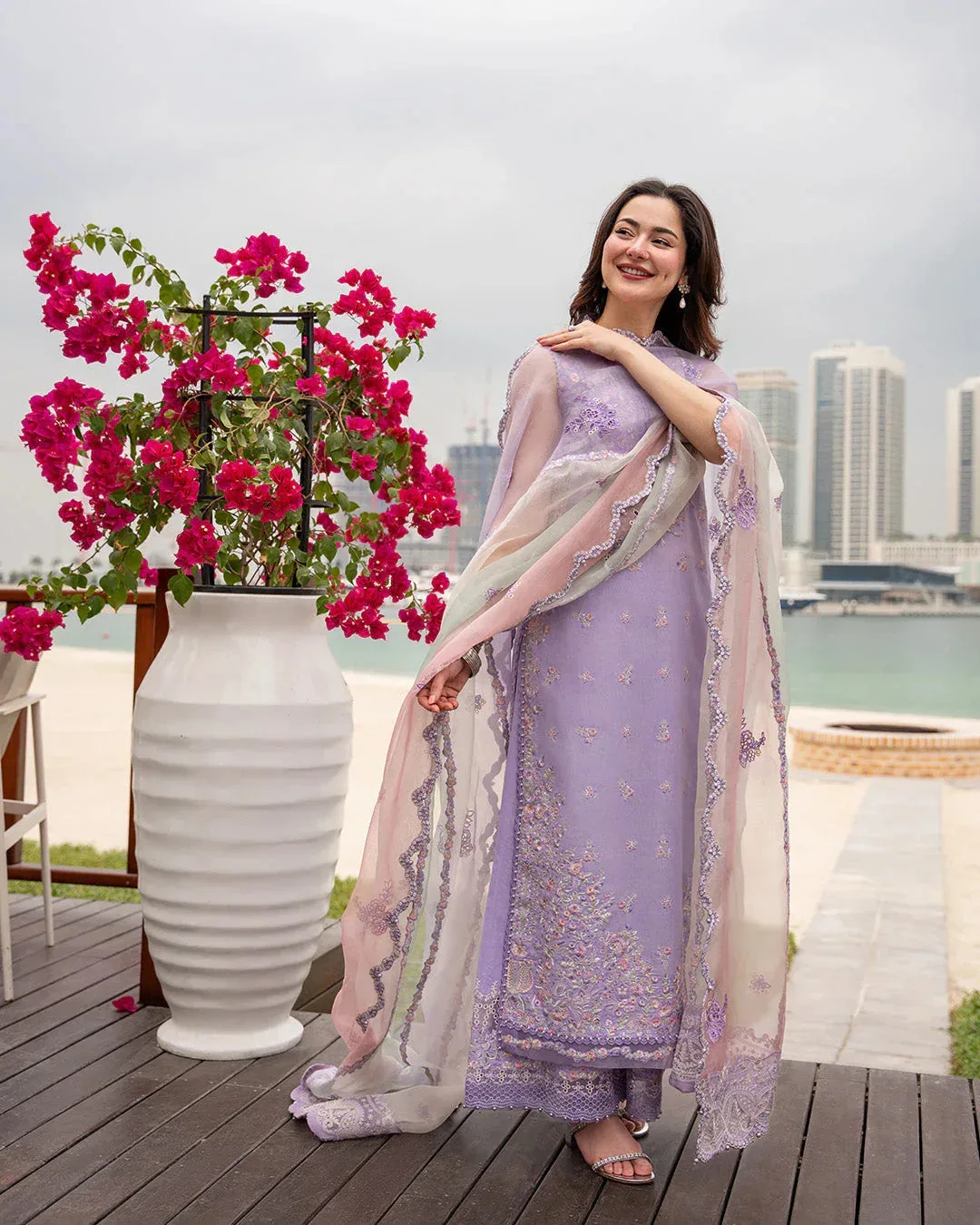 Faiza Saqlain Aya Luxury Lawn Organza – view 5 – Poshaq