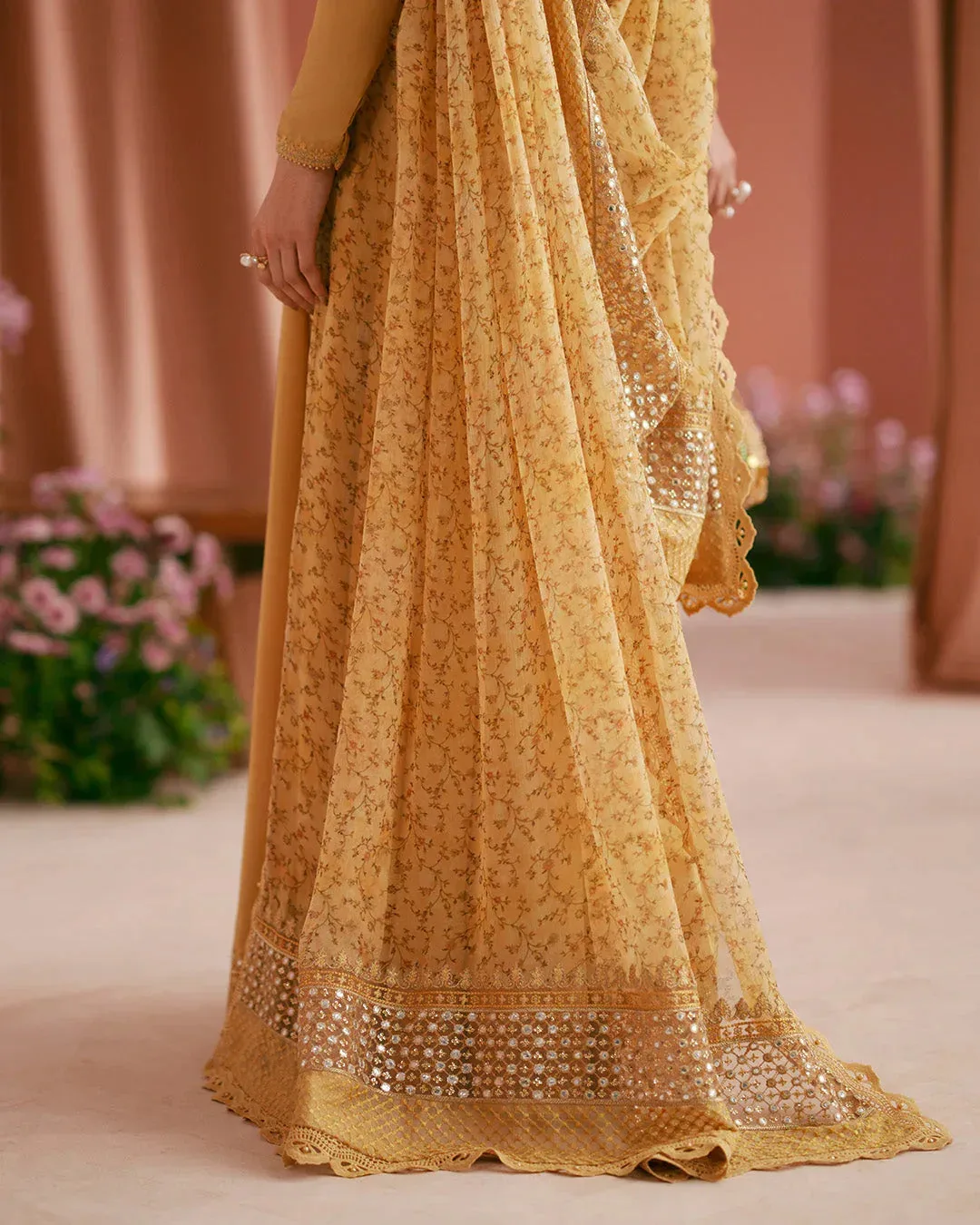 Faiza Saqlain Roim Pret Mustard Chiffon – view 3 – Poshaq