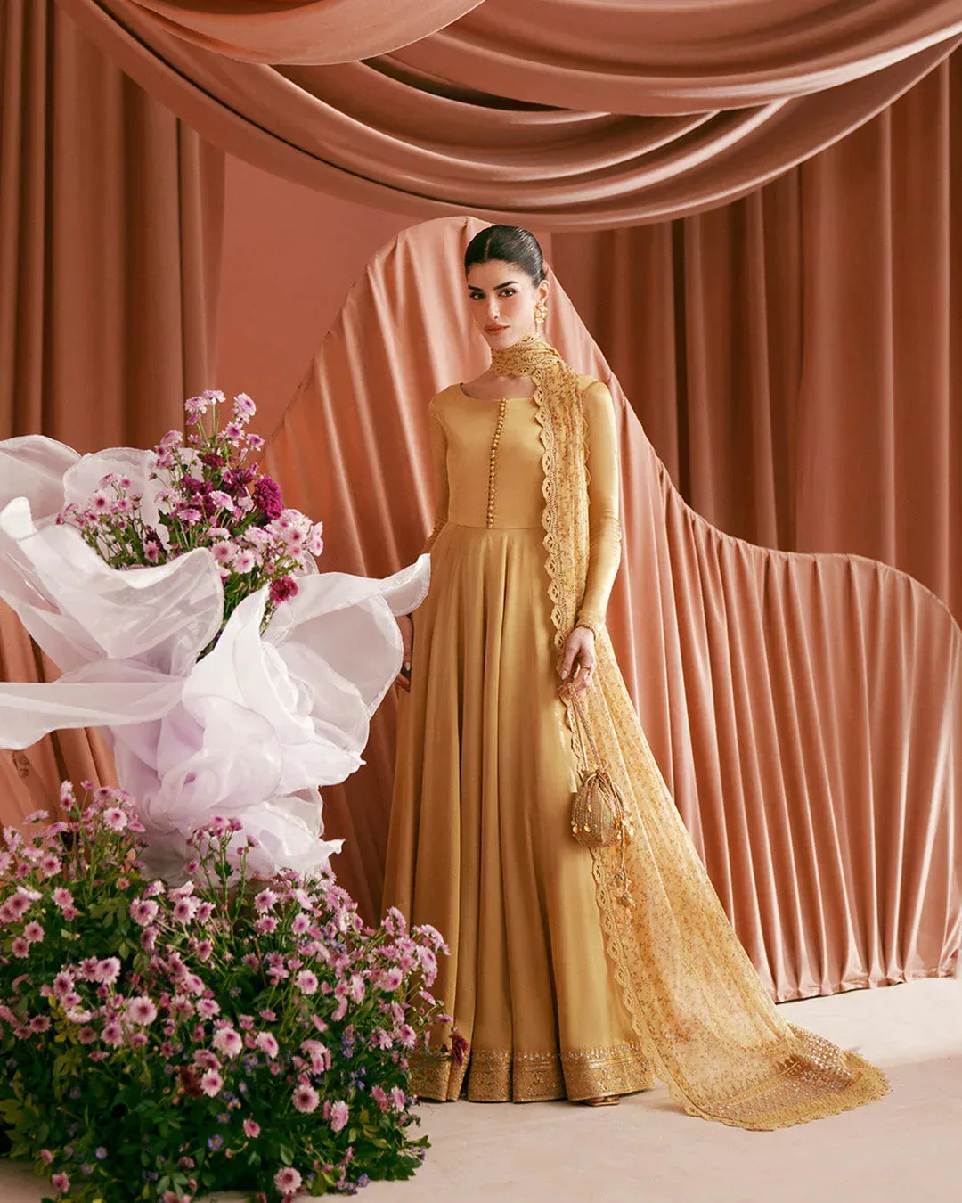 Faiza Saqlain Roim Pret Mustard Chiffon – view 4 – Poshaq