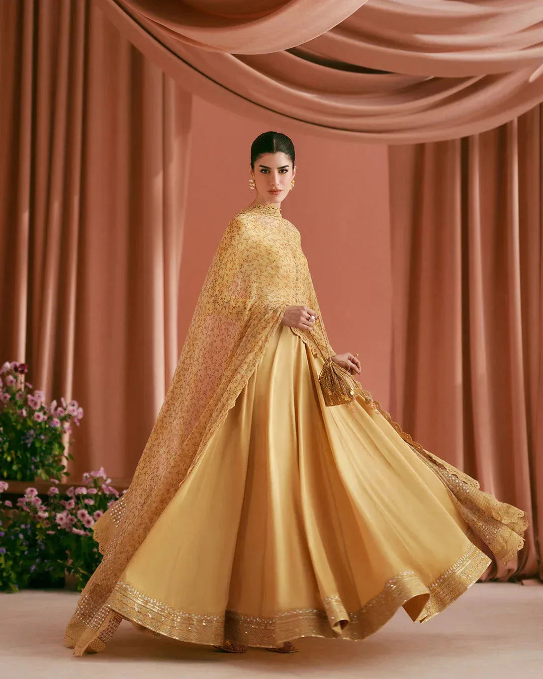 Faiza Saqlain Roim Pret Mustard Chiffon – view 5 – Poshaq