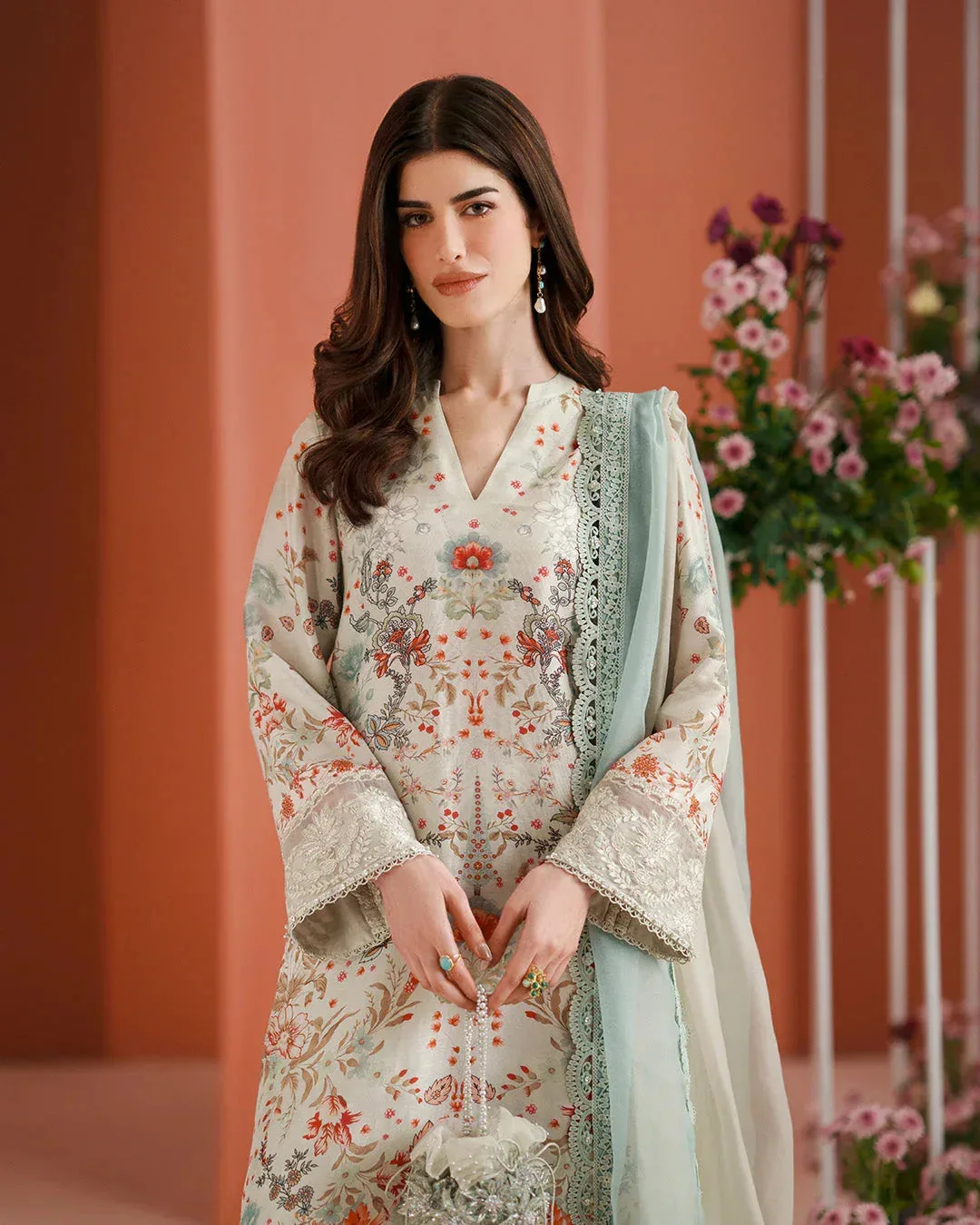 Faiza Saqlain Roim Pret Green Raw Silk – view 3 – Poshaq