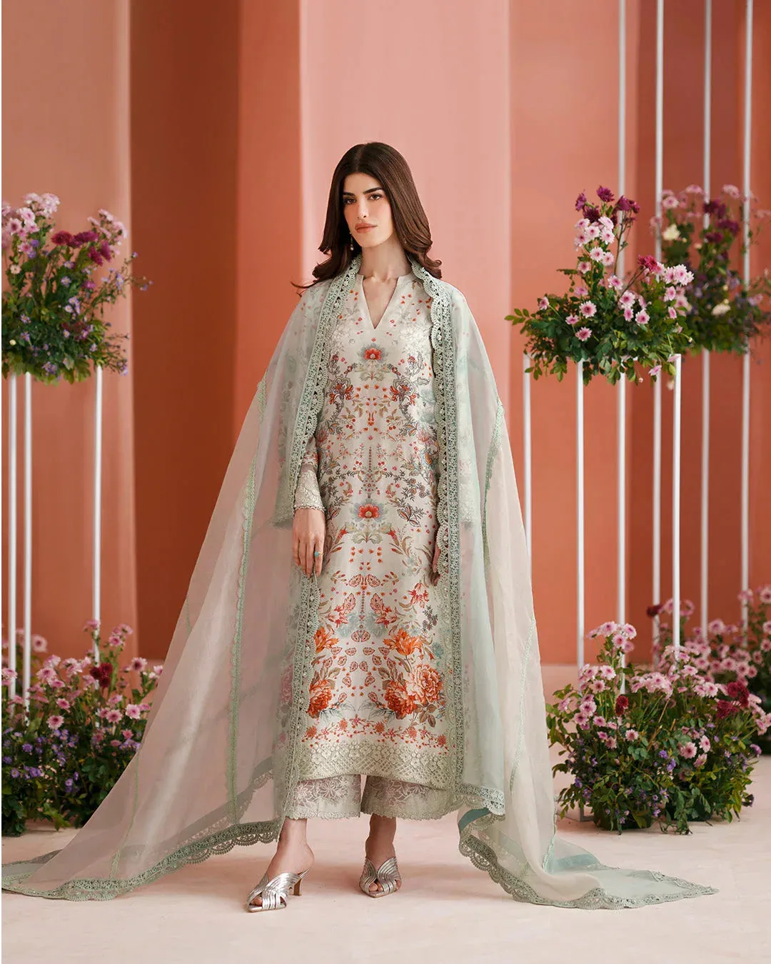 Faiza Saqlain Roim Pret Green Raw Silk – view 4 – Poshaq