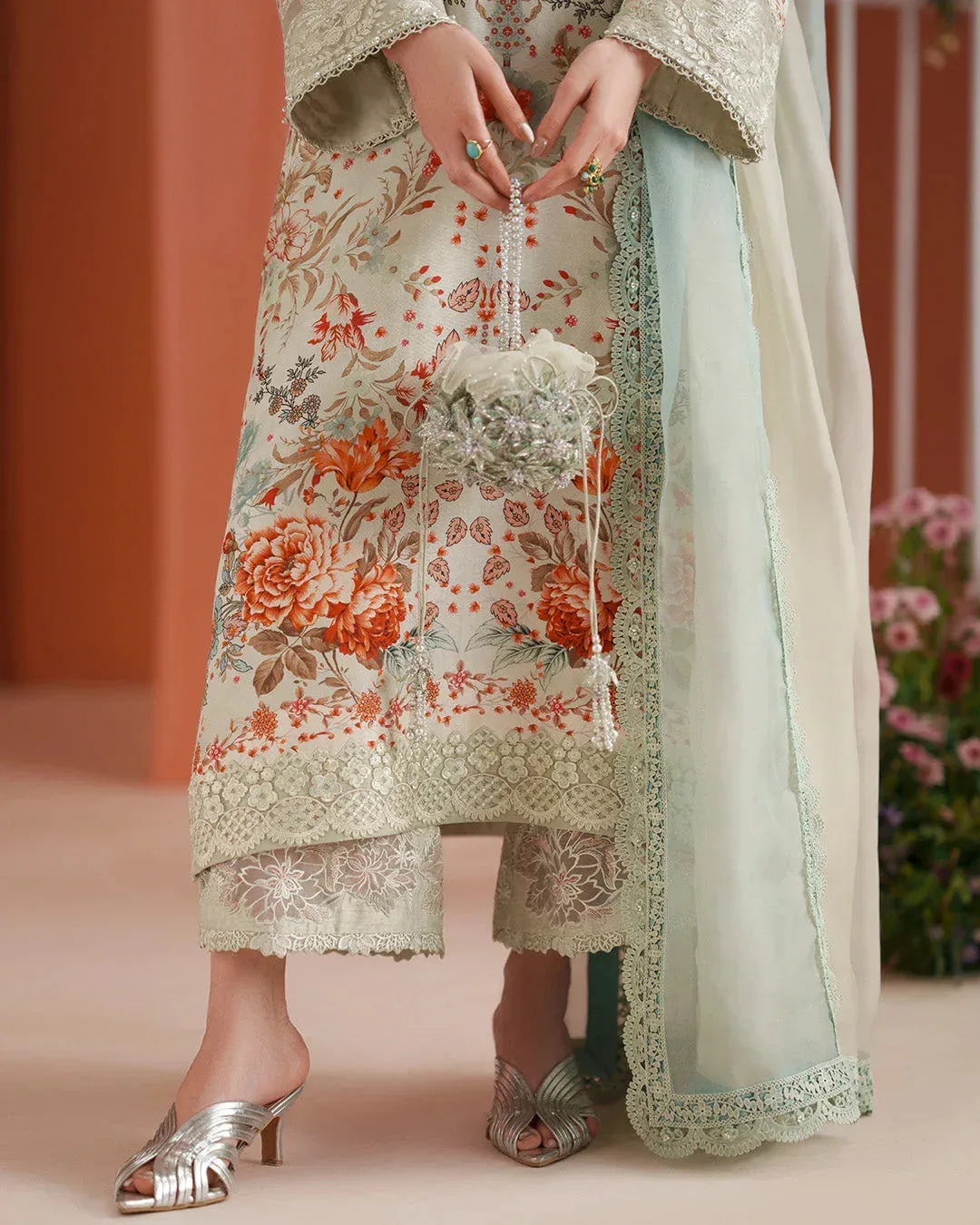 Faiza Saqlain Roim Pret Green Raw Silk – view 5 – Poshaq